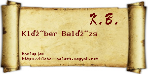 Kléber Balázs névjegykártya